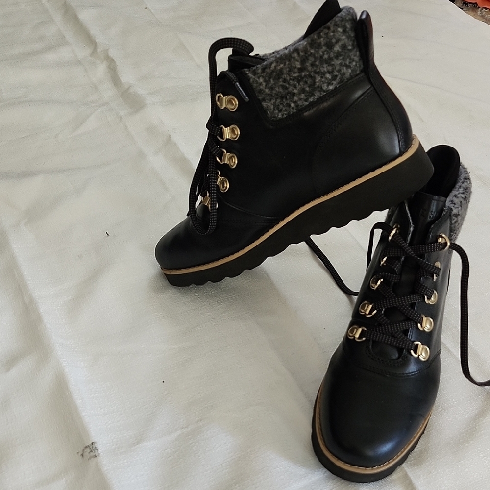 Cole Haan Black and Gray Ankle Booties with Rugged Sole